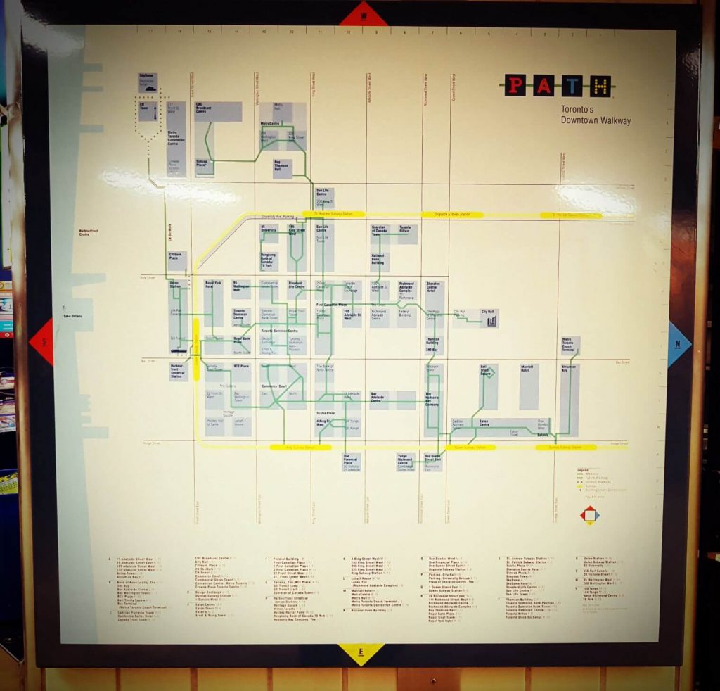 Picture shows a map of the PATH Toronto