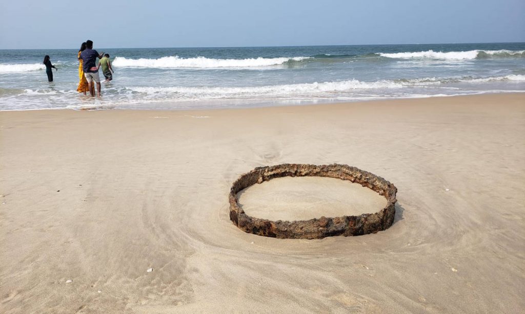 Mangalore Beaches - Rusted Iron Pillars on Tannirbhavi beach